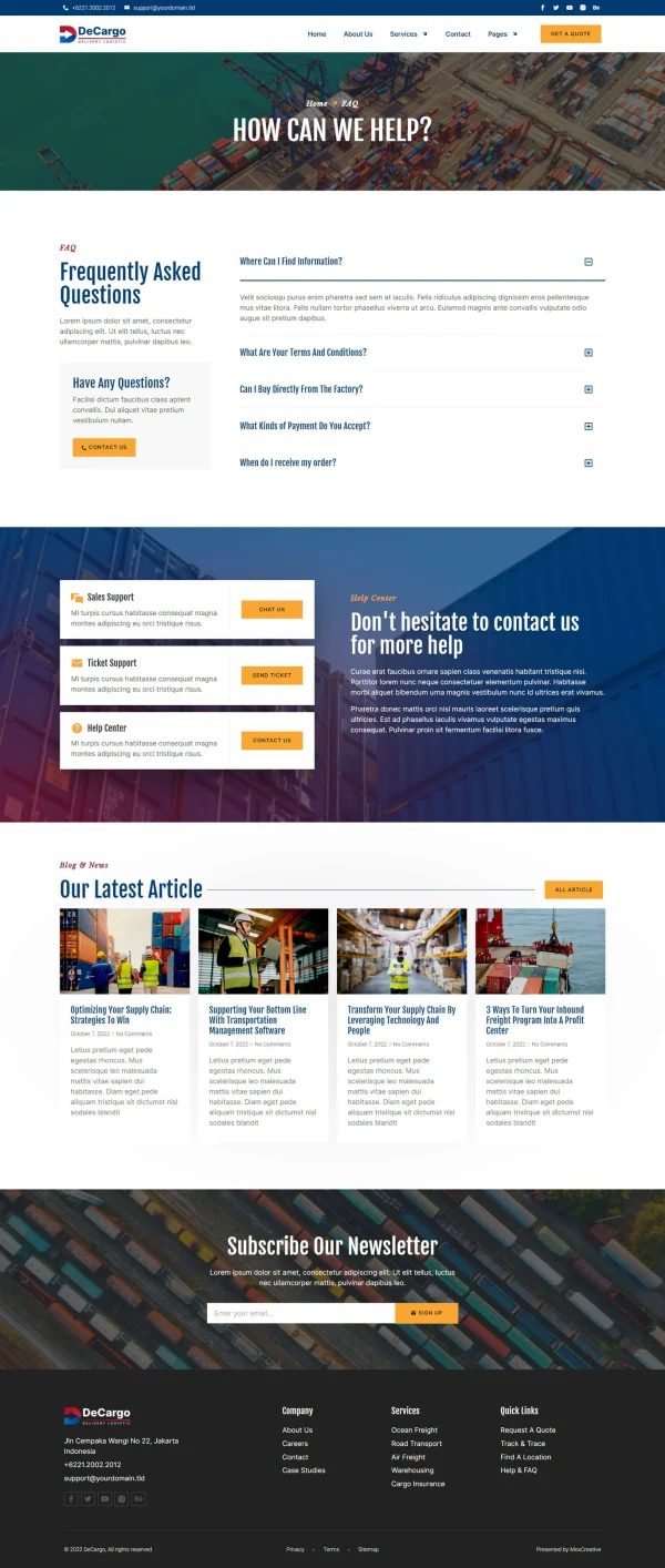 DeCargo - Logistics & Transportation Services Elementor Template Kit - Image 3