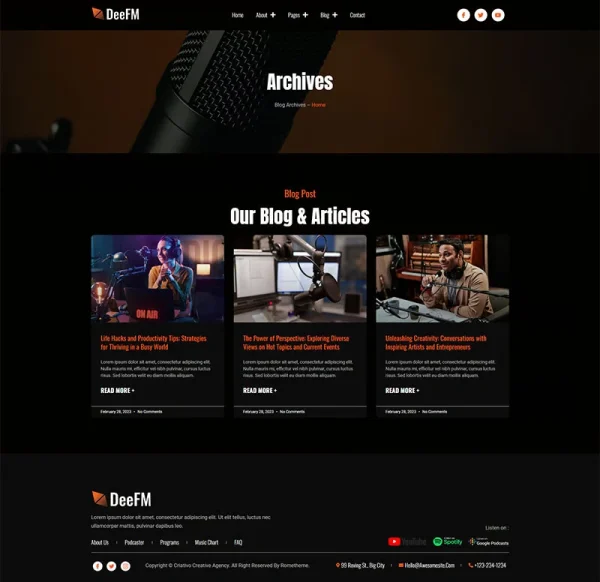 DeeFM - Radio Station & Podcaster Elementor Pro Template Kit - Image 9