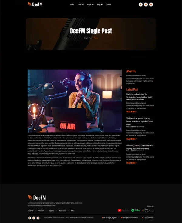 DeeFM - Radio Station & Podcaster Elementor Pro Template Kit - Image 12