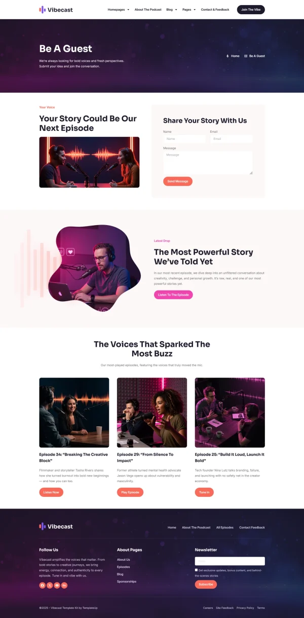 Kit Templat Vibecast - Podcast Studio Elementor Pro - Image 6