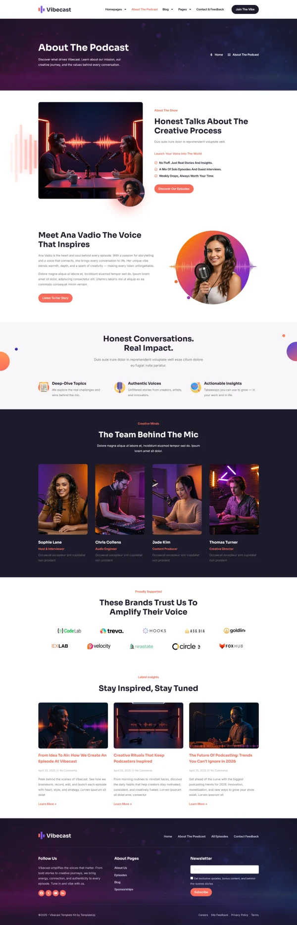 Kit Templat Vibecast - Podcast Studio Elementor Pro - Image 2