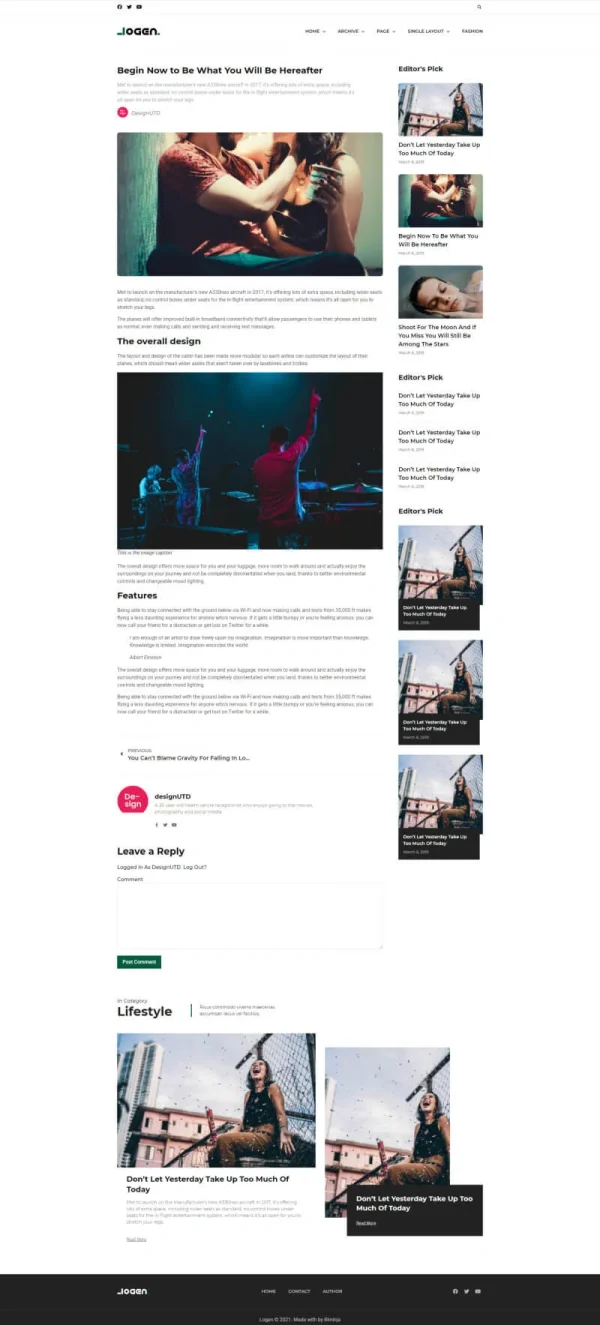 Logen - Lifestyle Blog Elementor Pro Template Kit - Image 13