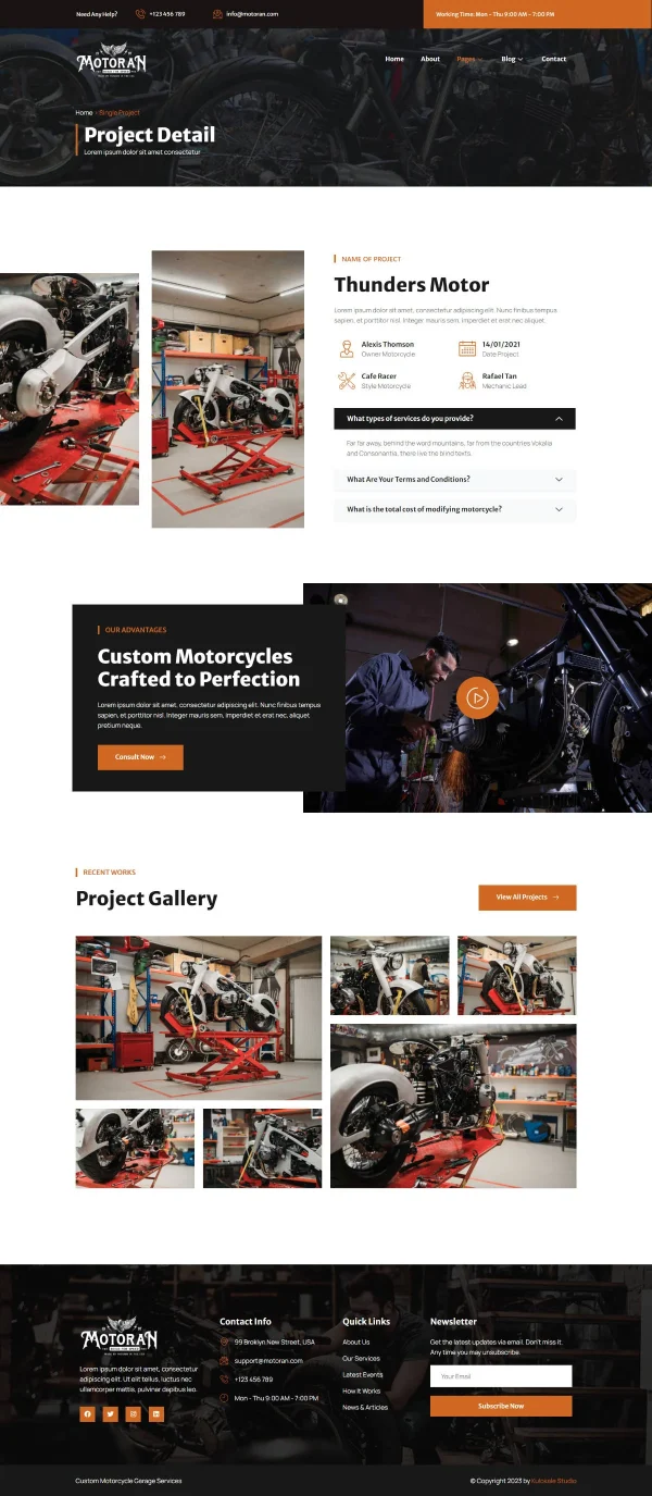 Motoran - Custom Motorcycle Garage Service Elementor Template Kit - Image 9