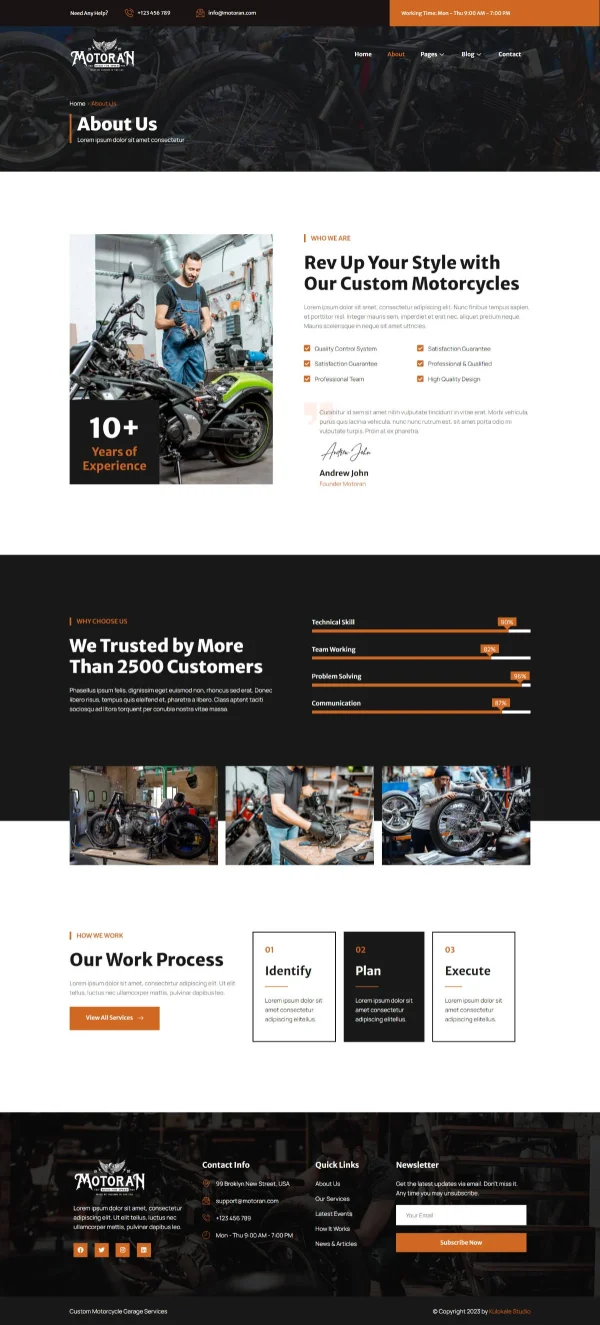 Motoran - Custom Motorcycle Garage Service Elementor Template Kit - Image 8