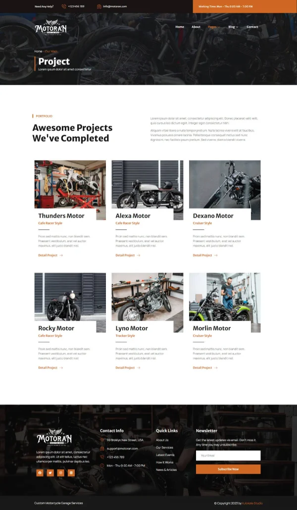 Motoran - Custom Motorcycle Garage Service Elementor Template Kit - Image 6