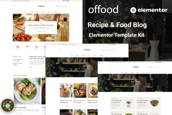 Offood - Kit Template Elementor Blog Resep & Makanan
