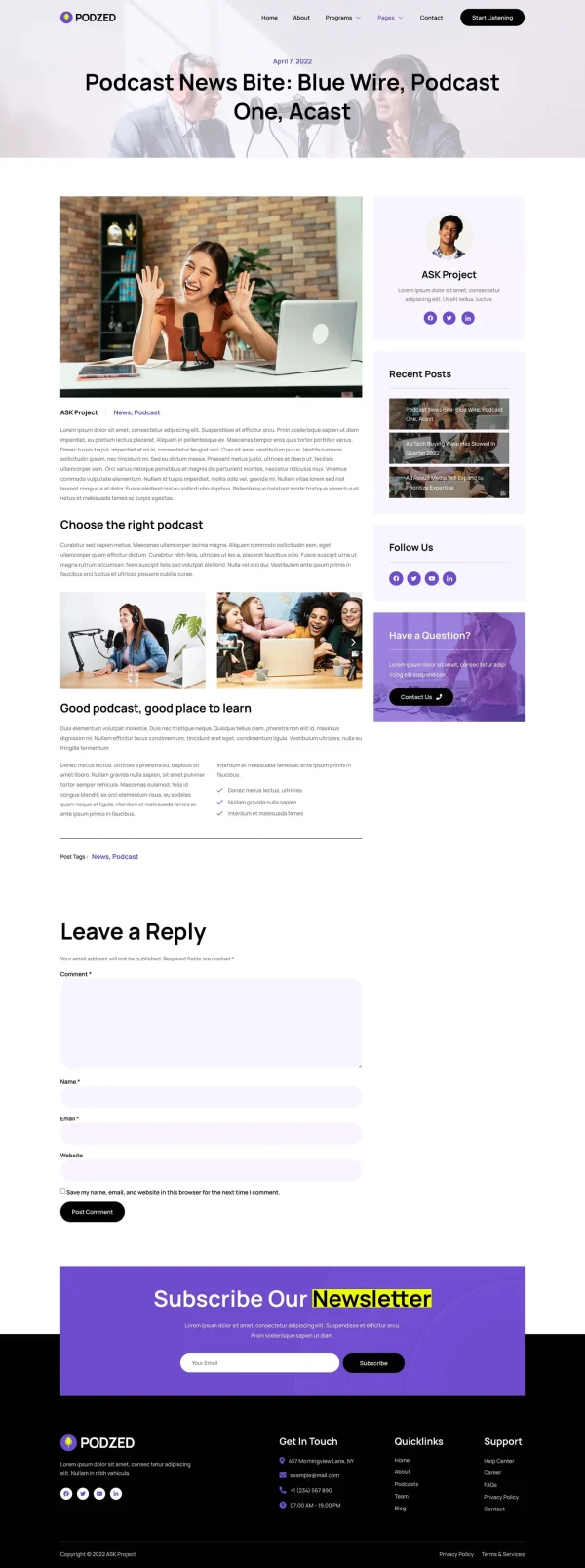 Podzed - Podcaster & Radio Station Elementor Template Kit - Image 4