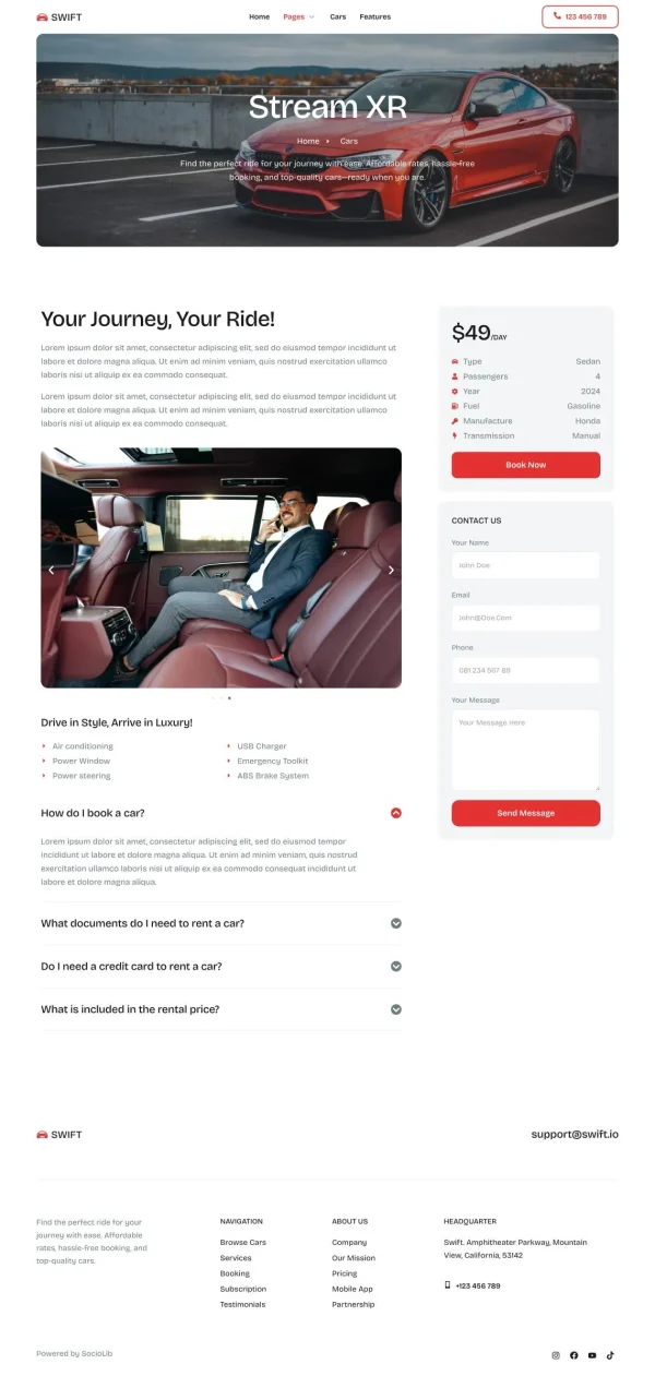 Swift - Car Rental Service Elementor Template Kit - Image 2