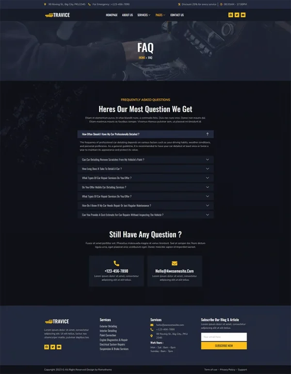 Travice - Car Detailing Service & Car Repair Elementor Template Kit - Image 7