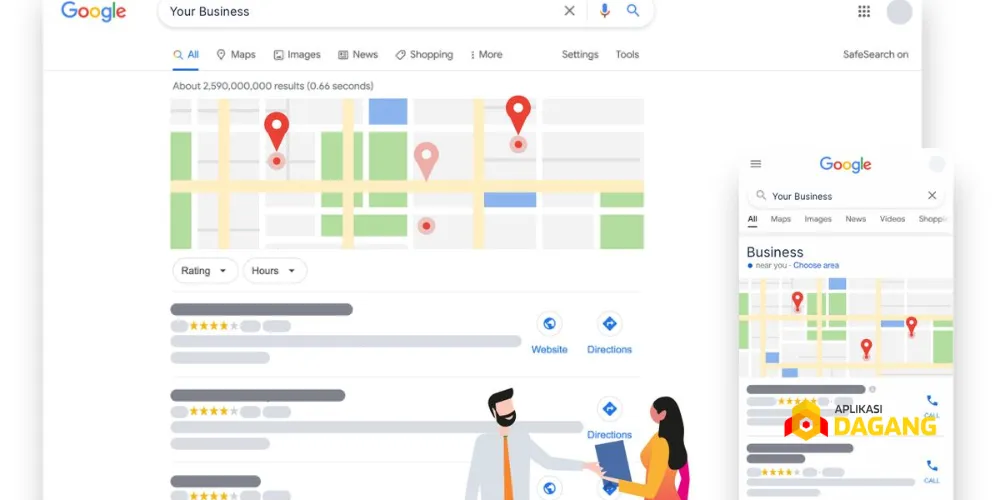 Contoh website UMKM dari Aplikasi Dagang terintegrasi dengan Google Maps