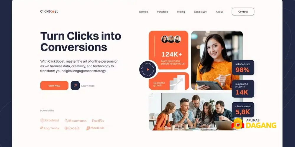Contoh tampilan desain landing page yang menarik untuk iklan digital