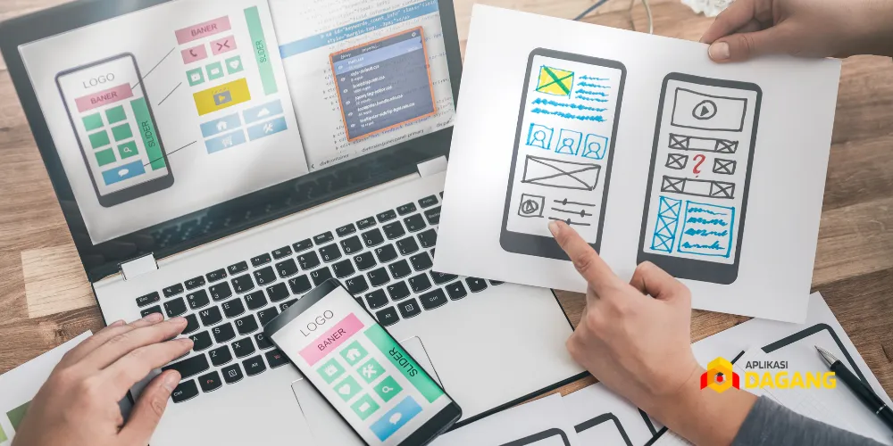 ilustrasi pengguna membuka website di laptop dan smartphone