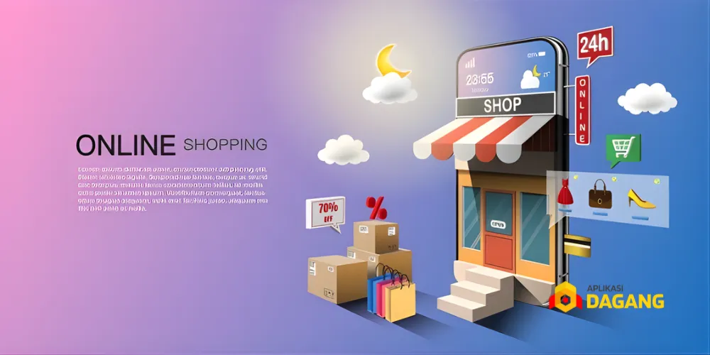 Ilustrasi bisnis modern Jakarta menggunakan aplikasi digital custom untuk operasional usaha