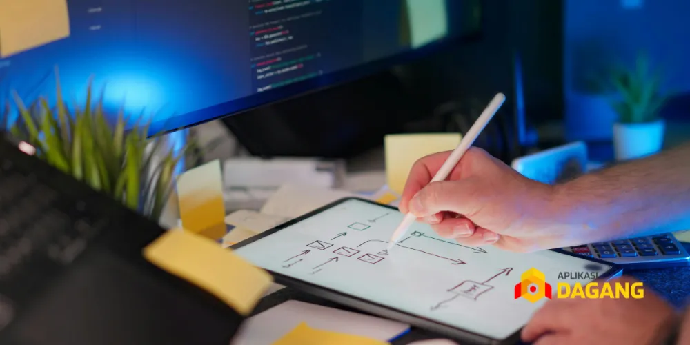 Proses pengembangan Software Keuangan Custom Bandung oleh tim Aplikasi Dagang