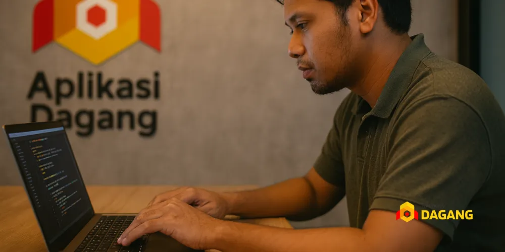 Proses pengembangan aplikasi event di kantor Aplikasi Dagang Bandung