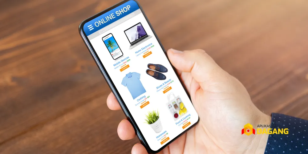 UI aplikasi toko online dengan fitur belanja, promo, dan pembayaran digital