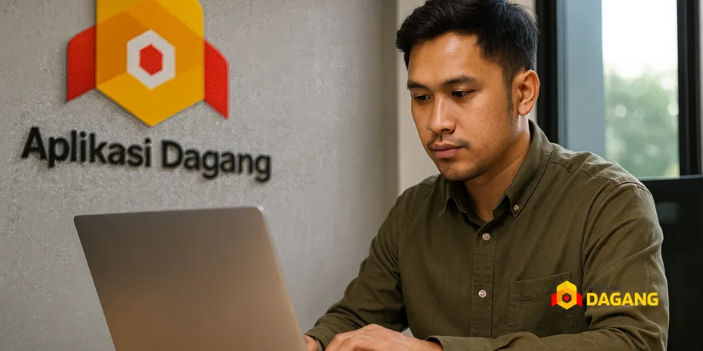 Tim profesional Aplikasi Dagang sedang mengembangkan website klien