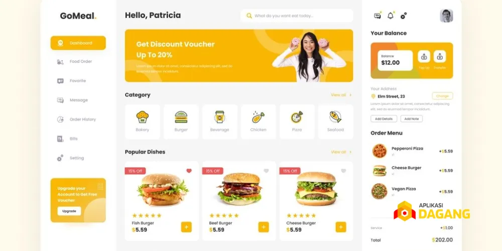 Tampilan dashboard aplikasi kasir digital