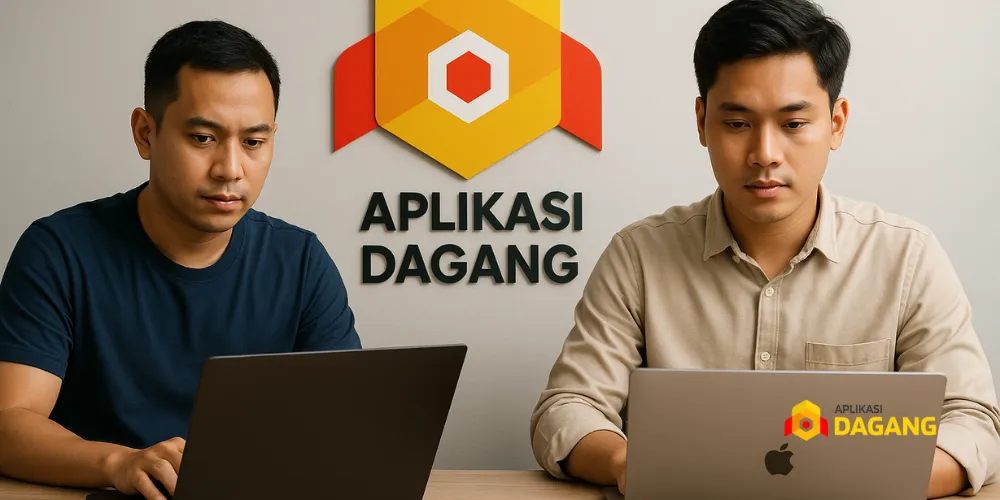 Tim Aplikasi Dagang sedang mengerjakan proyek digital untuk bisnis retail dan franchise