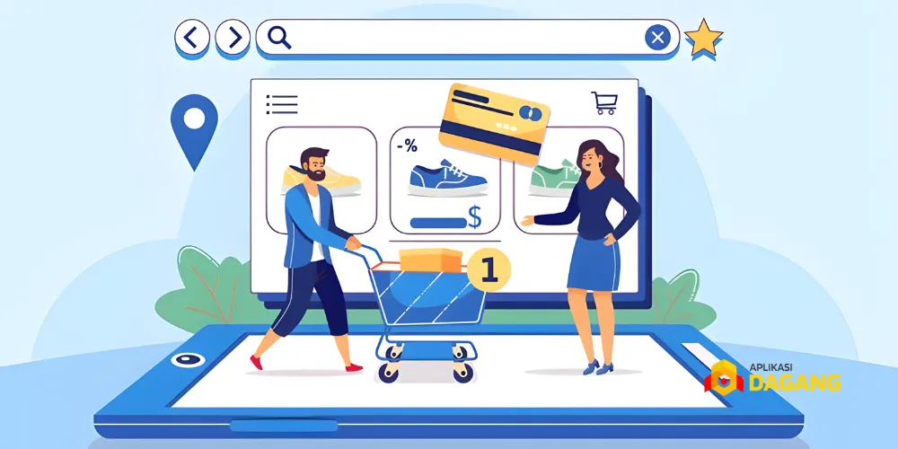 Ilustrasi aplikasi toko modern untuk bisnis retail dan franchise di Bandung