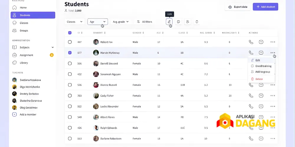 Contoh tampilan aplikasi software sekolah modern hasil pengembangan Aplikasi Dagang Bandung