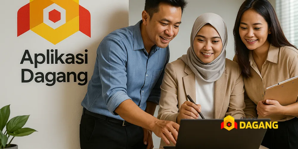 Tim Aplikasi Dagang Teknologi bekerja sama mengembangkan aplikasi bisnis